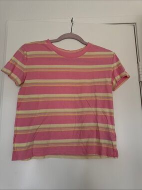 GAP Kids Pink Tee with Yellow & Cream Stripes